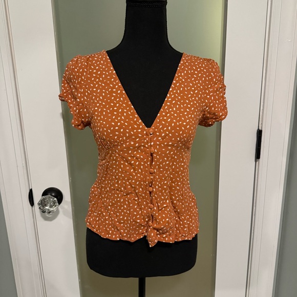 The Normal Brand Rust Button-Up Blouse - Picture 1 of 5